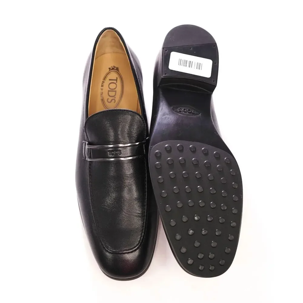 $975 TOD'S - Black Leather Logo Loafers - US 10 (9UK)